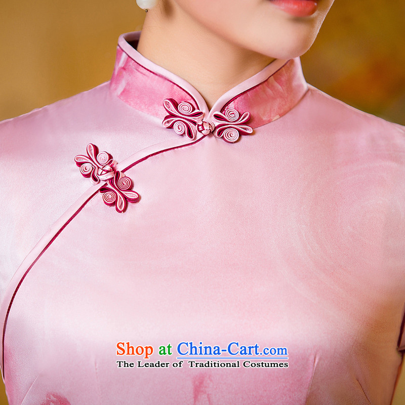 The Syrian Arab Republic  2015 Autumn time new improved cheongsam dress qipao gown large paintings graphics load mother pink L thin time Syrian shopping on the Internet has been pressed.