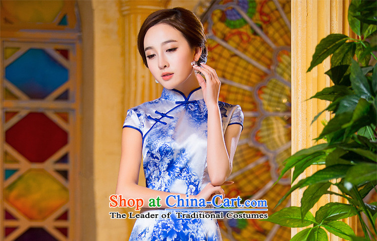 Time Syrian  2015 skirt new autumn cheongsam with porcelain retro qipao skirt Sau San dresses female large graphics thin cheongsam picture color pictures, prices, XL brand platters! The elections are supplied in the national character of distribution, so action, buy now enjoy more preferential! As soon as possible.