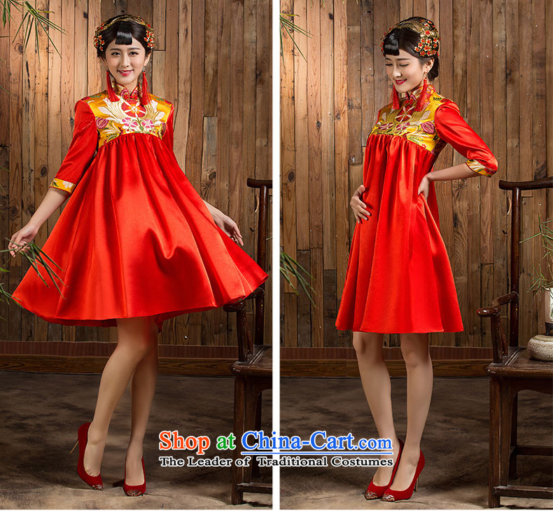 Non-you do not marry with the new 2015 Autumn bows to Korea version of large numbers of pregnant women with Chinese retro cheongsam wedding dress collar short high-waist dresses red 3XL picture, prices, brand platters! The elections are supplied in the national character of distribution, so action, buy now enjoy more preferential! As soon as possible.