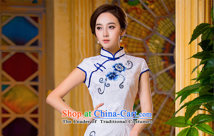 Time Syria China wind hand-painted improved qipao new stylish autumn 2015 Sau San daily short of embroidery cheongsam dress White XXL picture, prices, brand platters! The elections are supplied in the national character of distribution, so action, buy now enjoy more preferential! As soon as possible.