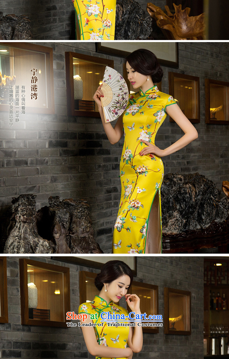The pro-am daily Silk Cheongsam long 2015 new improved cheongsam dress retro Sau San short-sleeved yellow peach flowers fall Ms. Green Side of the 10-day shipment pictures 2XL--, prices, brand platters! The elections are supplied in the national character of distribution, so action, buy now enjoy more preferential! As soon as possible.