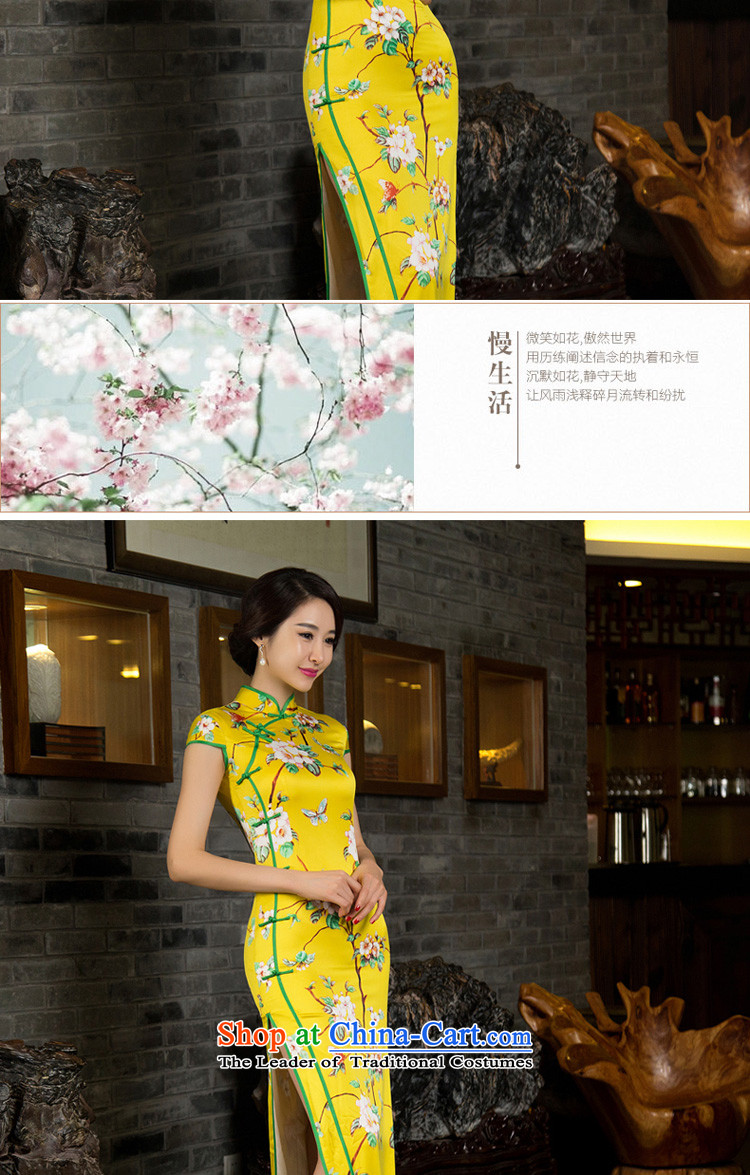 The pro-am daily Silk Cheongsam long 2015 new improved cheongsam dress retro Sau San short-sleeved yellow peach flowers fall Ms. Green Side of the 10-day shipment pictures 2XL--, prices, brand platters! The elections are supplied in the national character of distribution, so action, buy now enjoy more preferential! As soon as possible.