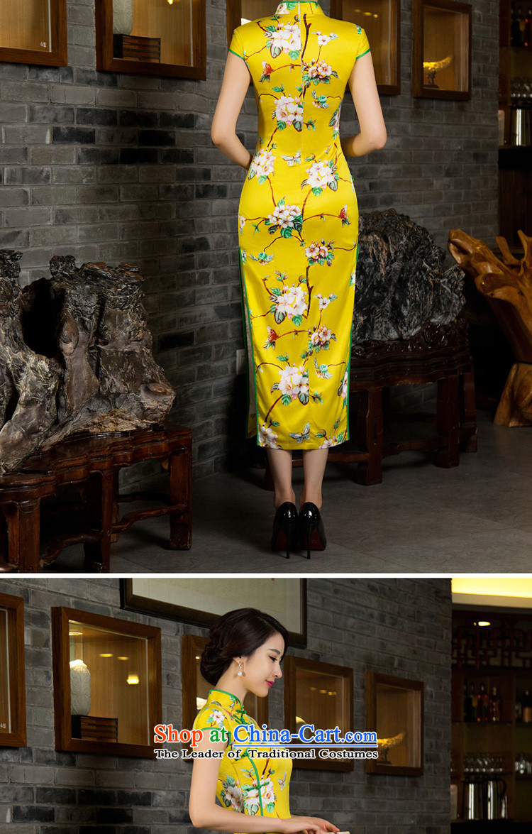 The pro-am daily Silk Cheongsam long 2015 new improved cheongsam dress retro Sau San short-sleeved yellow peach flowers fall Ms. Green Side of the picture, the price and the M brand platters! The elections are supplied in the national character of distribution, so action, buy now enjoy more preferential! As soon as possible.