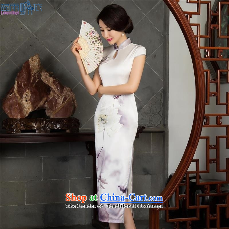 The fall of qipao skirt sleeveless cheongsam dress qipao 12018, L, blue rain butterfly according to , , , shopping on the Internet