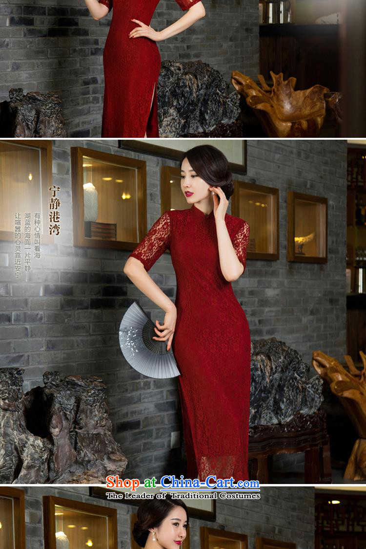 The spring and summer of 2015 new products urban commuting quarters cuff retro lace in long qipao wine red flower picture color M biological picture, prices, brand platters! The elections are supplied in the national character of distribution, so action, buy now enjoy more preferential! As soon as possible.