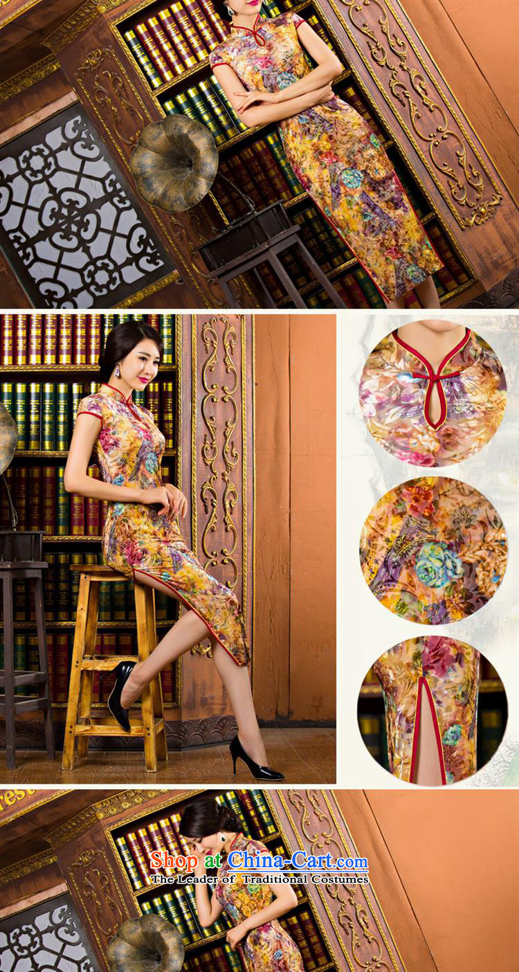 The new short-sleeved cheongsam dress summer stylish improved cheongsam dress qipao scouring pads yellow Sau San XXL picture, prices, brand platters! The elections are supplied in the national character of distribution, so action, buy now enjoy more preferential! As soon as possible.