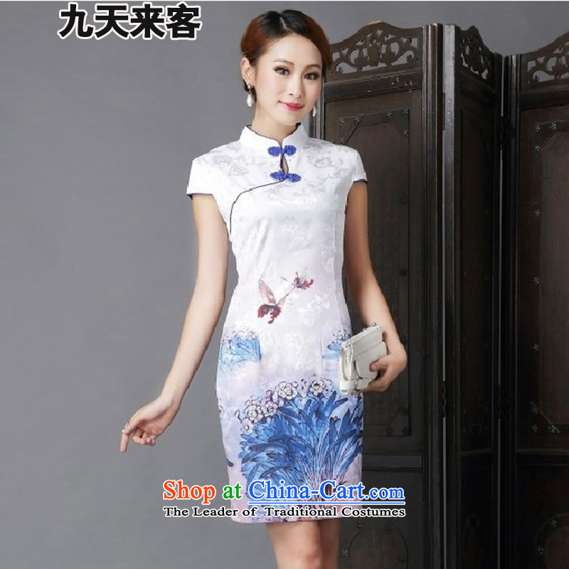 9 Day Visitors 2015 ethnic new Tang dynasty fashion improved daily sexy cheongsam dress Sau San 6,632 dark blue , L, 9 day visitors has been pressed shopping on the Internet