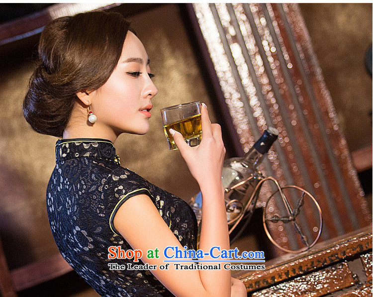 Time Syrian  2015 skirt new autumn cheongsam with lace black Sau San cheongsam dress retro elegant qipao gown banquet black improved XXL picture, prices, brand platters! The elections are supplied in the national character of distribution, so action, buy now enjoy more preferential! As soon as possible.