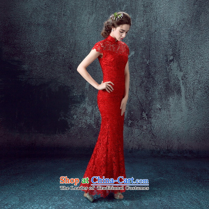 According to Lin Sha evening dresses new 2015 autumn and winter retro crowsfoot bride bows service long red cheongsam dress Sau San marriage in accordance with Lin sha red s , , , shopping on the Internet