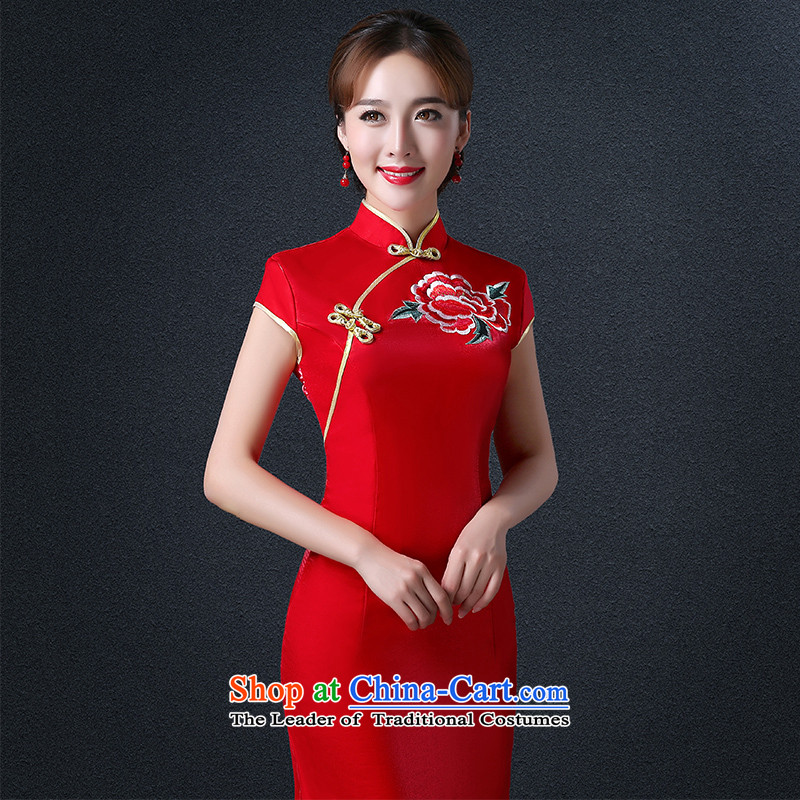 Hillo Lisa (XILUOSHA) Bride cheongsam embroidery 2015 new summer marriage services long retro bows Chinese wedding dresses dress red red XXL, HILLO Lisa (XILUOSHA) , , , shopping on the Internet