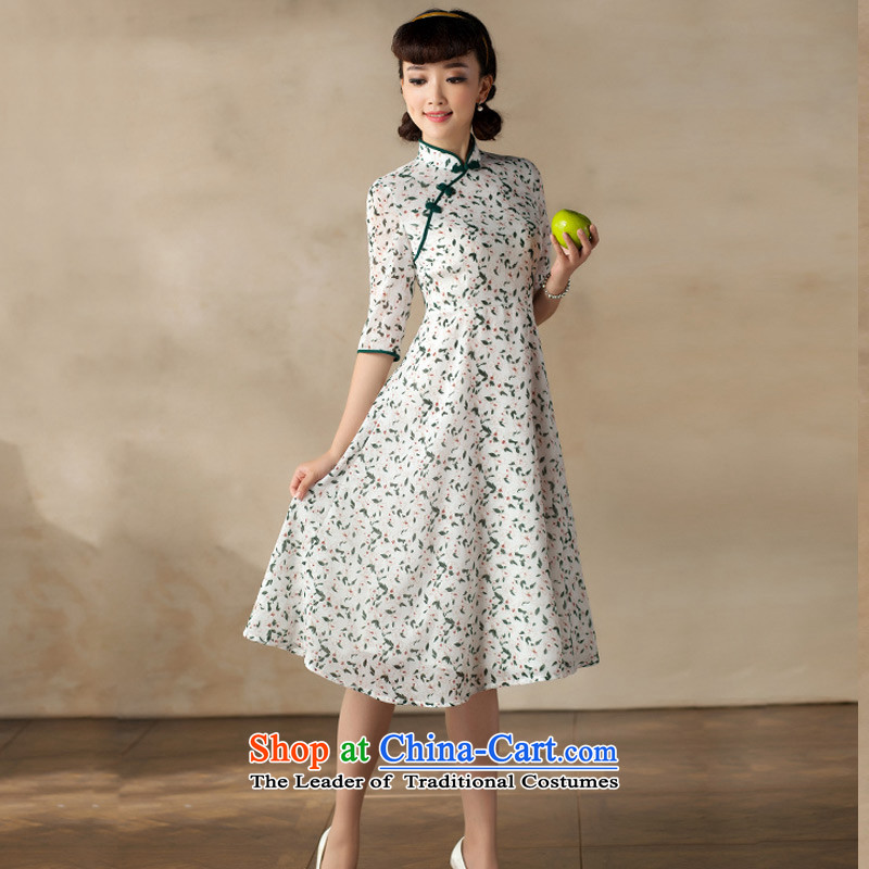 A Pinwheel Without Wind recalled that long-sleeved Chi Yat Chu, dresses 2015 New Stylish retro national wind long skirt Doi green lady , , , S, Yat shopping on the Internet