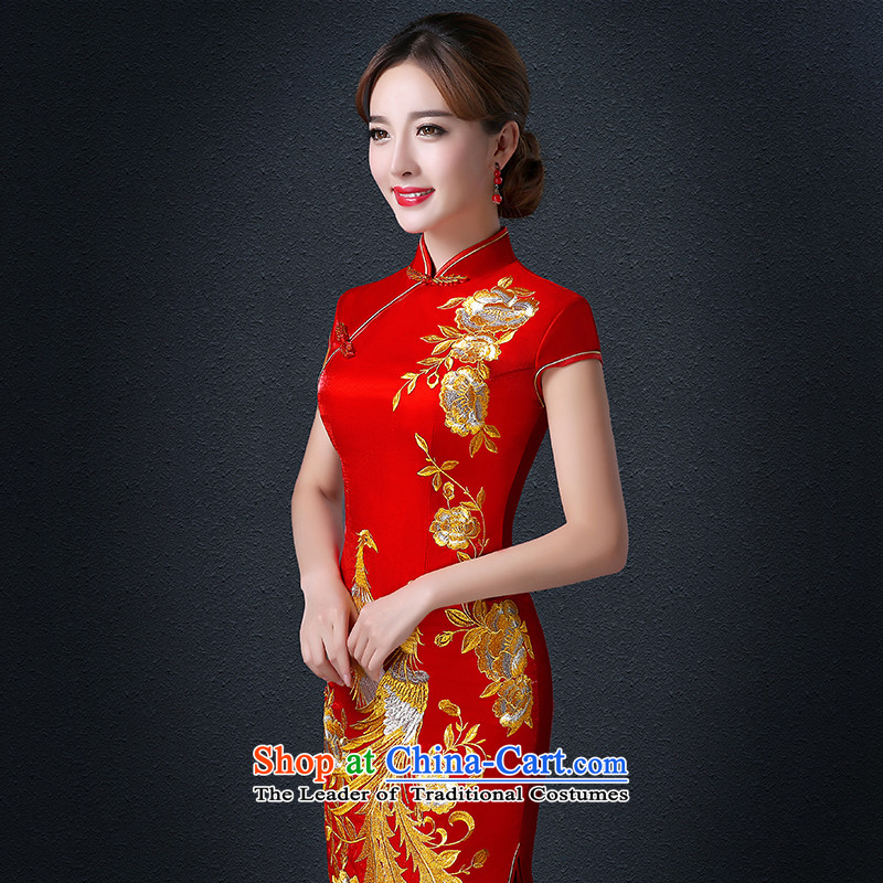 Hillo Lisa (XILUOSHA) Marriage qipao retro Phoenix Chinese embroidery long bride services bows dress red Door Services 2015 New Red M HILLO Lisa (XILUOSHA) , , , shopping on the Internet