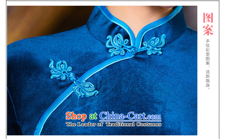 The Syrian Arab Republic 2015 autumn and winter time qipao 7 cuff improved qipao Stretch Wool forming the skirt Chinese Gold and Blue short skirt qipao your mother blue XXL picture, prices, brand platters! The elections are supplied in the national character of distribution, so action, buy now enjoy more preferential! As soon as possible.