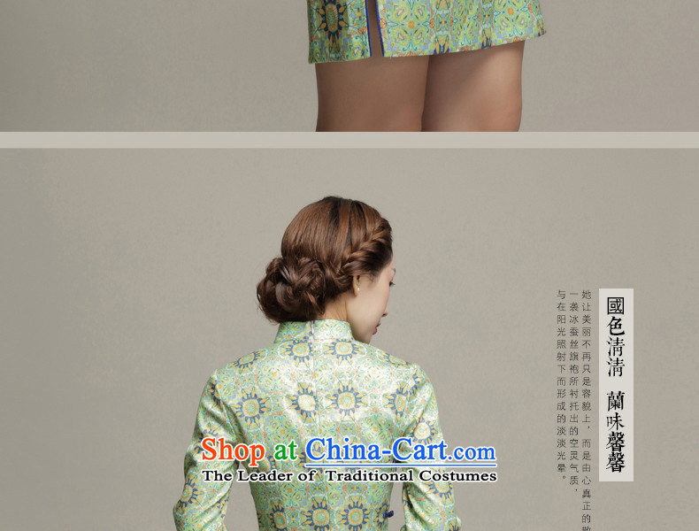 Bong-migratory 7475 Autumn 2015 new dresses in the retro cheongsam dress daily cuff stylish qipao DQ15181 Sau San Green M picture, prices, brand platters! The elections are supplied in the national character of distribution, so action, buy now enjoy more preferential! As soon as possible.