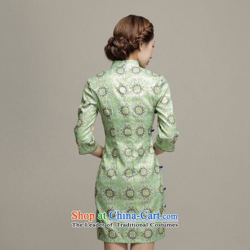 Bong-migratory 7475 Autumn 2015 new dresses in the retro cheongsam dress daily cuff stylish qipao DQ15181 Sau San Green M Fung migratory 7475 , , , shopping on the Internet