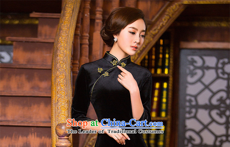 The Syrian Arab Republic 2015 autumn and winter time qipao 7 cuff improved qipao Stretch Wool forming the skirt Chinese gold and black short cheongsam dress your MOM Pack Black M picture, prices, brand platters! The elections are supplied in the national character of distribution, so action, buy now enjoy more preferential! As soon as possible.