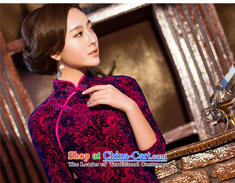 The Syrian Arab Republic  2015 Autumn load time new cheongsam retro improved stylish lace cheongsam dress daily short of Sau San dresses, Ms. Rose red M picture, prices, brand platters! The elections are supplied in the national character of distribution, so action, buy now enjoy more preferential! As soon as possible.