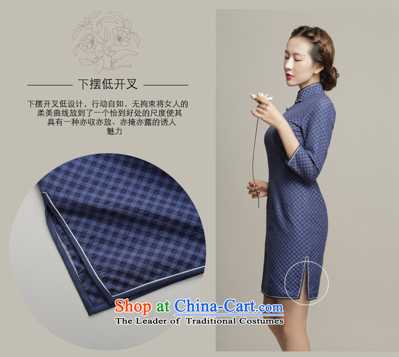 Bong-migratory 7475 Autumn 2015 new dresses in the retro cheongsam dress daily cuff Sau San stylish DQ15182 qipao dark blue XXL picture, prices, brand platters! The elections are supplied in the national character of distribution, so action, buy now enjoy more preferential! As soon as possible.