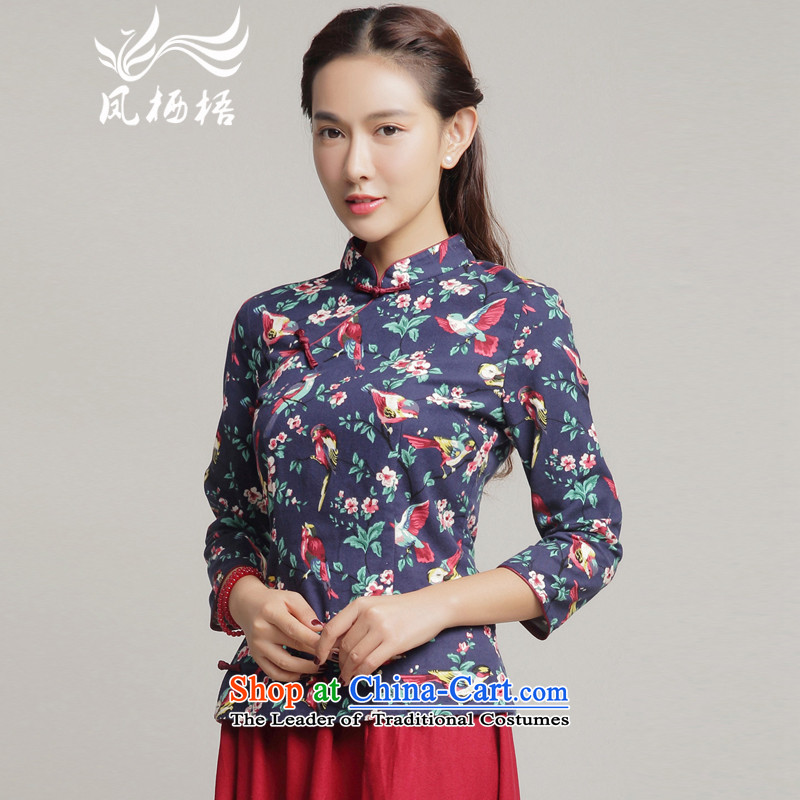 Bong-migratory 7475 2015 Autumn qipao long-sleeved blouses cotton linen TANG Sau San stylish shirt qipao daily DQ15183 RED , L, Bong-migratory 7475 , , , shopping on the Internet