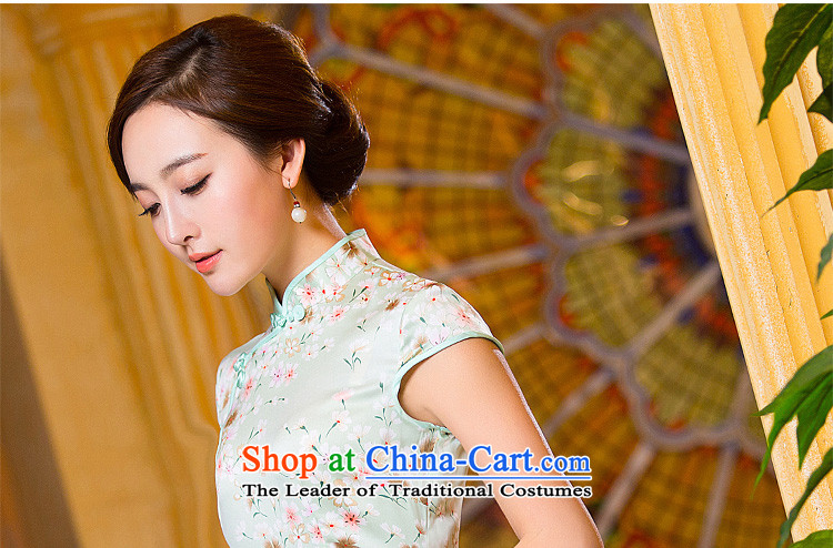 Time improved new qipao Syrian fall short of 2015 cheongsam dress retro daily cheongsam dress Ms. Tang dynasty light green light green XL Photo qipao, prices, brand platters! The elections are supplied in the national character of distribution, so action, buy now enjoy more preferential! As soon as possible.
