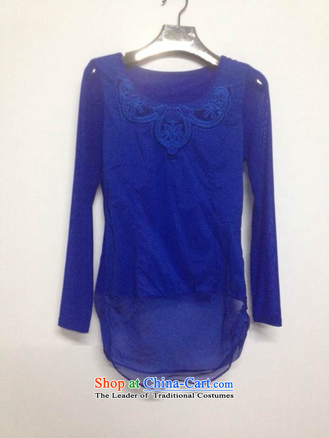 The European site of the 2014 Autumn Hami Women's clothes embroidery stitching Mesh long-sleeved shirt, forming the blue shirt S picture, prices, brand platters! The elections are supplied in the national character of distribution, so action, buy now enjoy more preferential! As soon as possible.