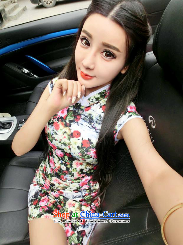 Wah Fu Ni design style chalets flower Chinese summer short cheongsam dress retro dresses picture pictures, price M suit, brand platters! The elections are supplied in the national character of distribution, so action, buy now enjoy more preferential! As soon as possible.