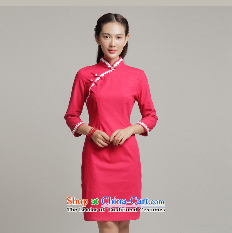 Bong-migratory 7475 Autumn 2015 new qipao cotton linen cheongsam dress daily fashion, long lace qipao DQ15188 RED XXL picture, prices, brand platters! The elections are supplied in the national character of distribution, so action, buy now enjoy more preferential! As soon as possible.