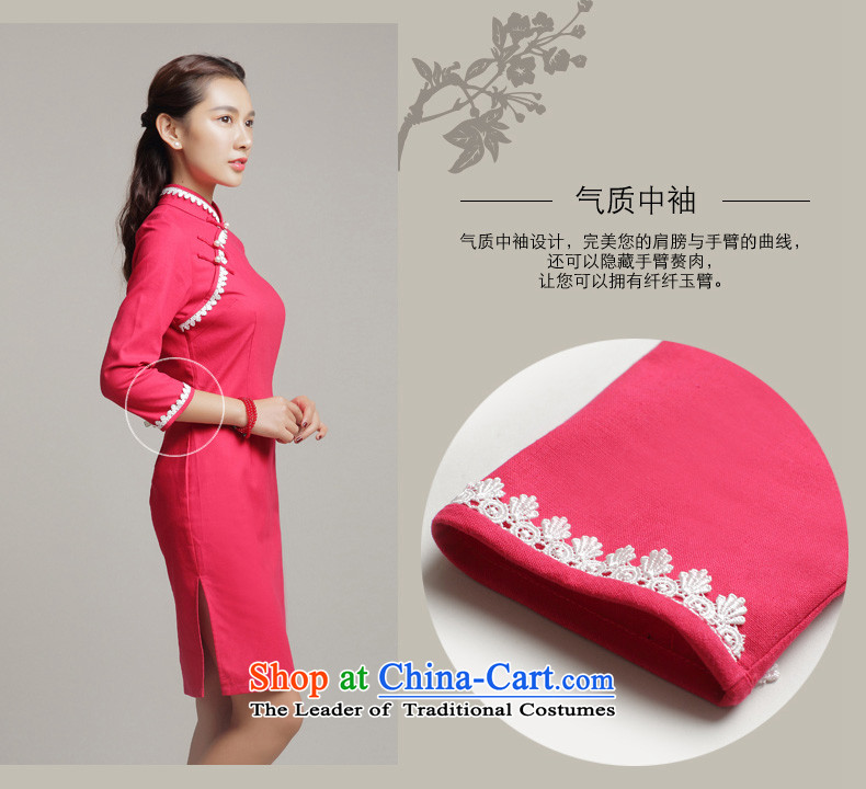 Bong-migratory 7475 Autumn 2015 new qipao cotton linen cheongsam dress daily fashion, long lace qipao DQ15188 RED XXL picture, prices, brand platters! The elections are supplied in the national character of distribution, so action, buy now enjoy more preferential! As soon as possible.