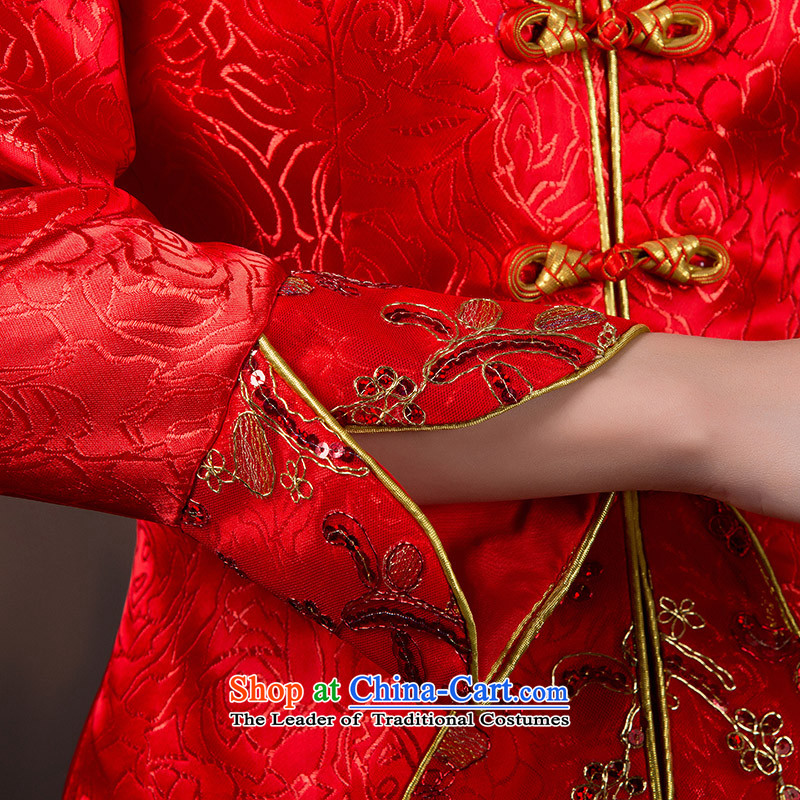 Non-you do not marry 2015 autumn and winter new wedding dress ornate damask cheongsam red retro bows Services snap-collar double dress improvement of 9 Cuff married you do not marry non-XL, , , , shopping on the Internet