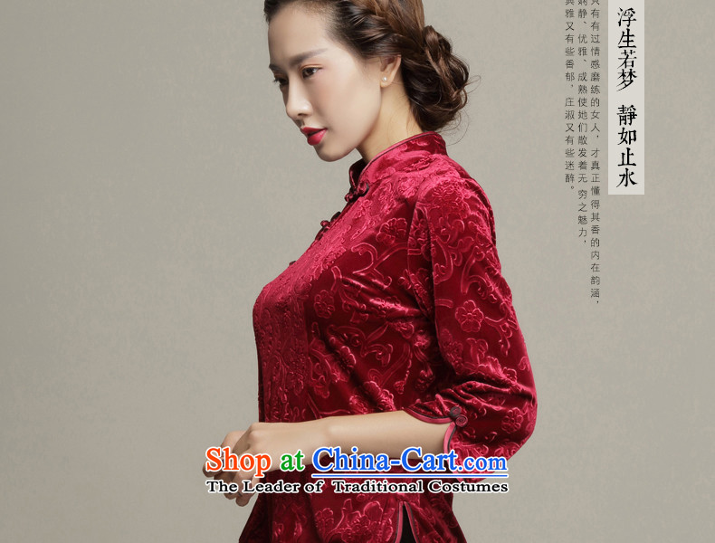 Bong-migratory 7475 Autumn 2015 new cheongsam qipao shirt retro scouring pads cheongsam dress DQ15194 Sau San velvet wine red XL Photo, prices, brand platters! The elections are supplied in the national character of distribution, so action, buy now enjoy more preferential! As soon as possible.