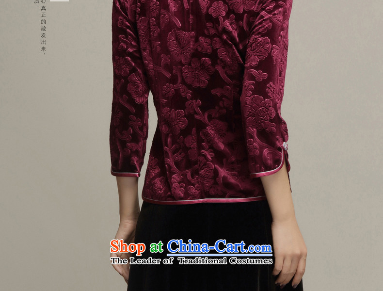 Bong-migratory 7475 Autumn 2015 new cheongsam qipao shirt retro scouring pads cheongsam dress DQ15194 Sau San velvet wine red XL Photo, prices, brand platters! The elections are supplied in the national character of distribution, so action, buy now enjoy more preferential! As soon as possible.