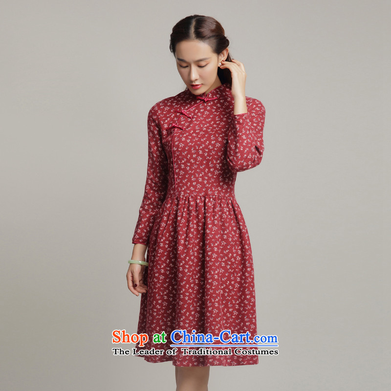 Bong-migratory 7475 2015 autumn and winter improved stylish and elegant reminiscent of the national dress small saika qipao skirt DQ15195 RED , L, Bong-migratory 7475 , , , shopping on the Internet
