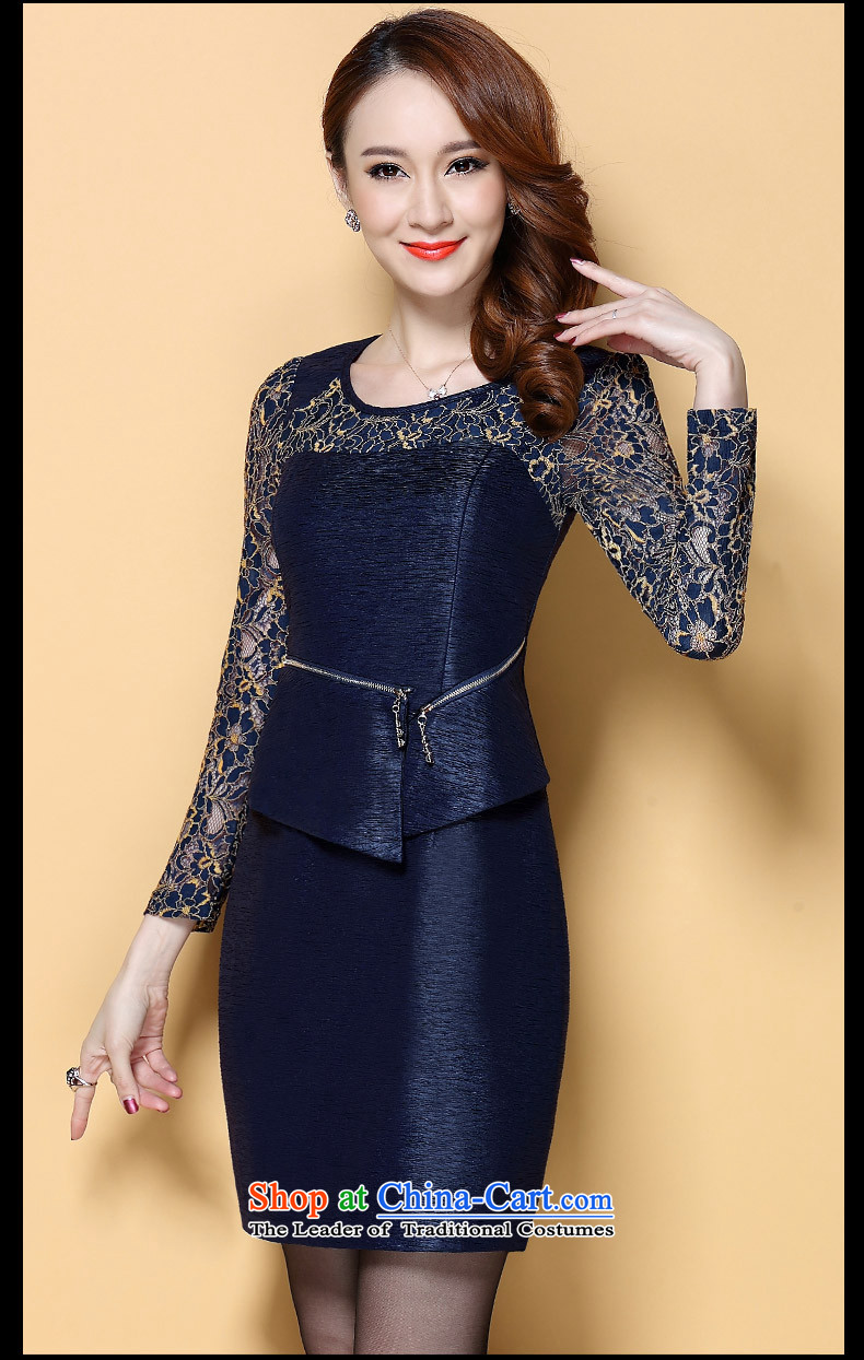 Cayman and Lai Tang Gown cheongsam dress temperament lace engraving step skirt new) Autumn 2015 commuter OL Sau San dresses navy XL Photo, prices, brand platters! The elections are supplied in the national character of distribution, so action, buy now enjoy more preferential! As soon as possible.
