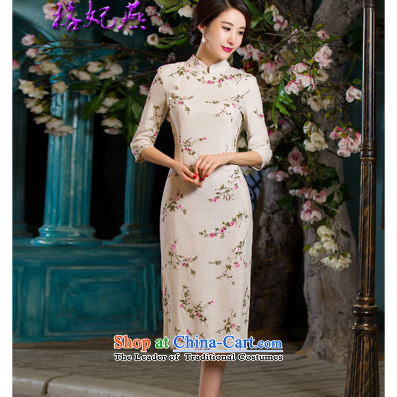 In the autumn of 2015 on Princess Yan Sau San video in the retro thin large cuff improved linen long skirt 9036# cheongsam with M of Princess Yin ( , , , ) gefeiyan shopping on the Internet