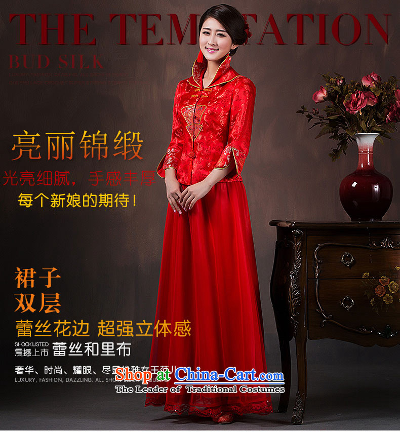 Non-you do not marry 2015 autumn and winter new wedding dress upscale damask cheongsam dress red Chinese Antique Lace bows to larger Sau San wedding gown of 9 cuff long skirt thick) XL Photo, prices, brand platters! The elections are supplied in the national character of distribution, so action, buy now enjoy more preferential! As soon as possible.