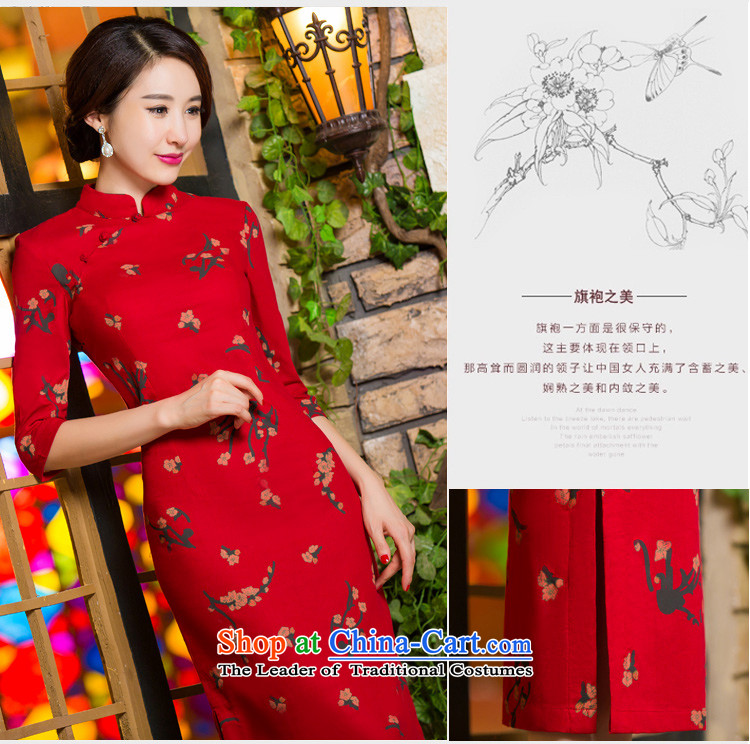 Five-sense of nostalgia for the Republic of Korea and stylish Figure Sau San improved autumn and winter new long cheongsam dress 7 cuff dress Samui Red M picture, prices, brand platters! The elections are supplied in the national character of distribution, so action, buy now enjoy more preferential! As soon as possible.