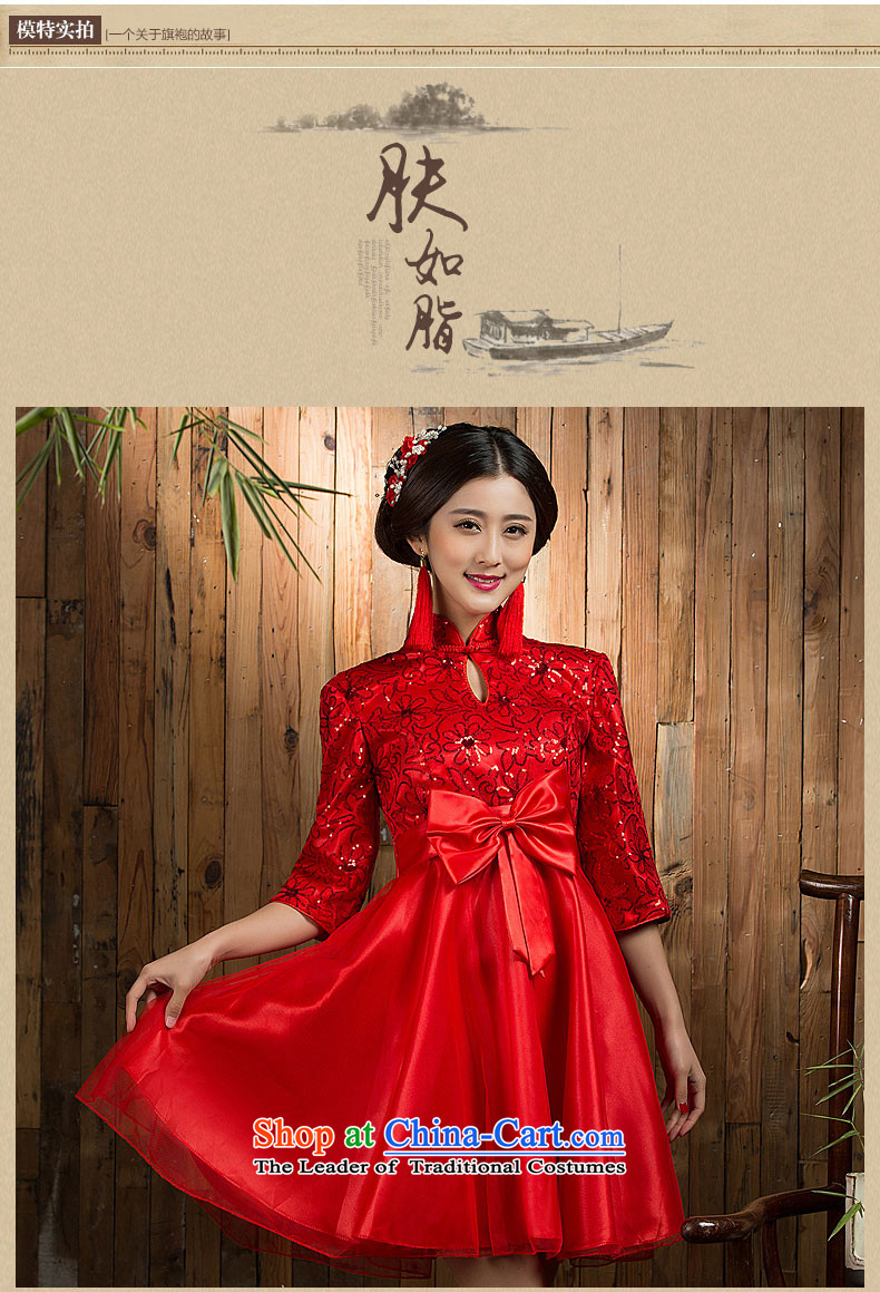 Non-you do not marry 2015 autumn and winter new pregnant women serving Red Top Loin of bows large wedding dress Spangle Embroidery, short skirt butterfly netting dress long-sleeved winter) XL Photo, prices, brand platters! The elections are supplied in the national character of distribution, so action, buy now enjoy more preferential! As soon as possible.