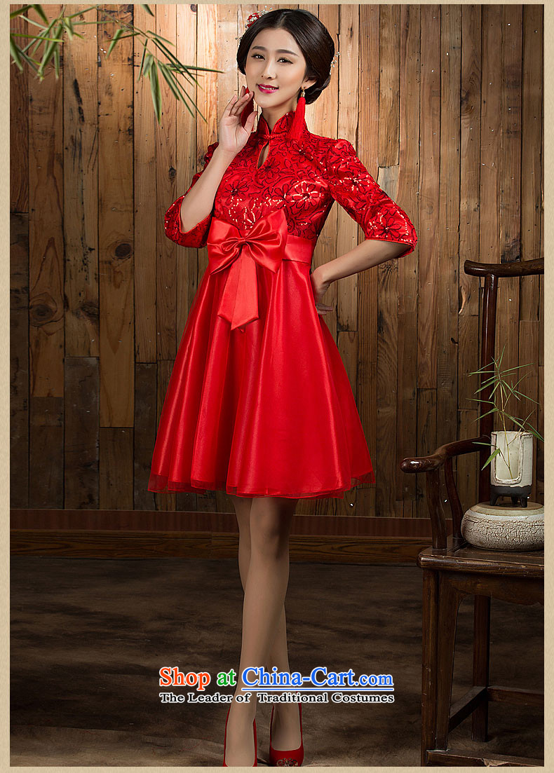 Non-you do not marry 2015 autumn and winter new pregnant women serving Red Top Loin of bows large wedding dress Spangle Embroidery, short skirt butterfly netting dress long-sleeved winter) XL Photo, prices, brand platters! The elections are supplied in the national character of distribution, so action, buy now enjoy more preferential! As soon as possible.