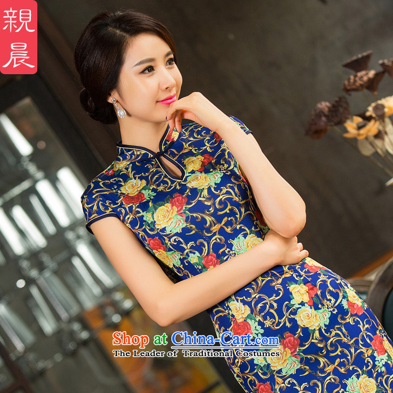 The pro-am daily Silk Cheongsam long 2015 new improved summer retro dresses larger in long autumn Ms. long M, PRO-AM , , , shopping on the Internet