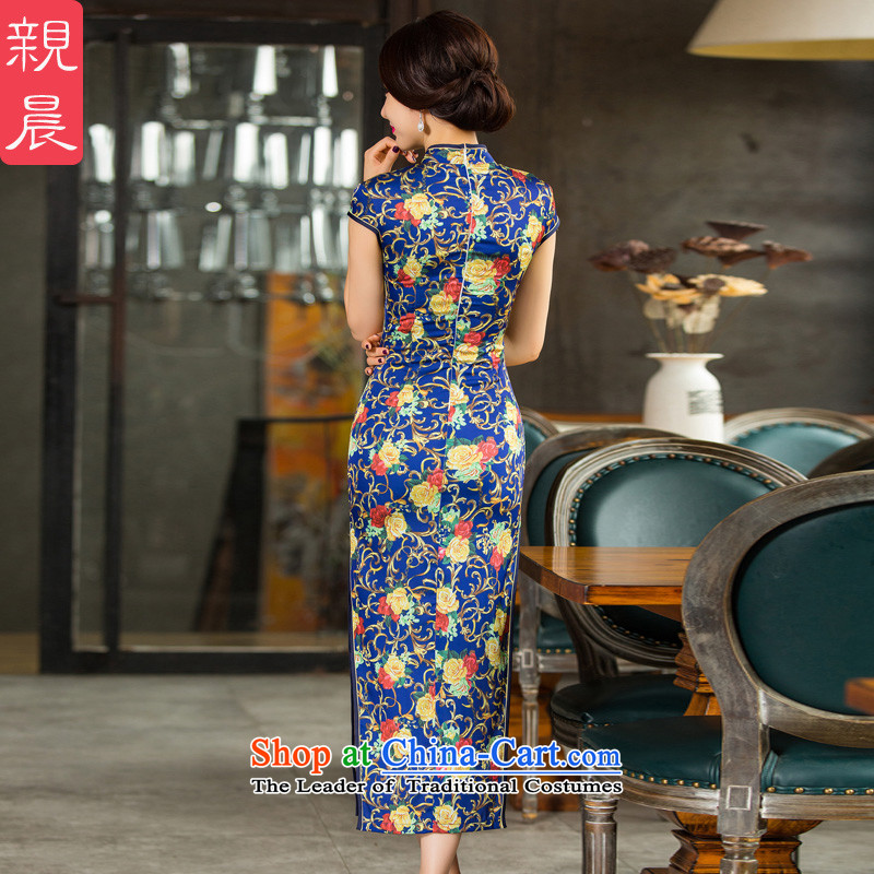 The pro-am daily Silk Cheongsam long 2015 new improved summer retro dresses larger in long autumn Ms. long M, PRO-AM , , , shopping on the Internet