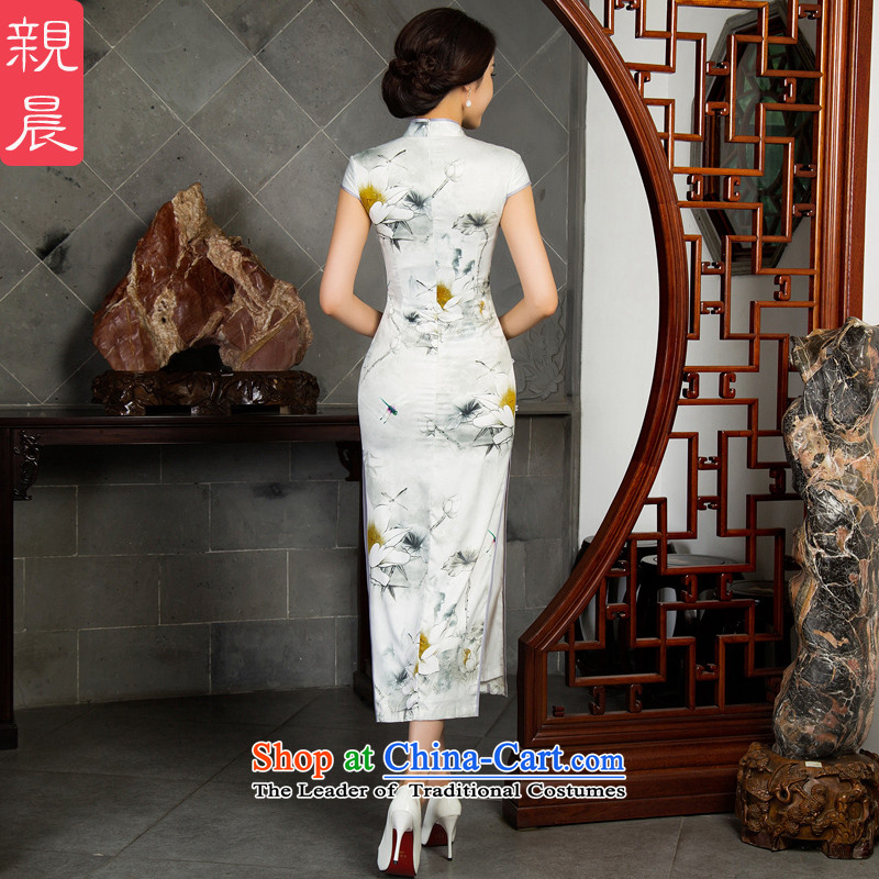 The pro-am daily cheongsam dress in silk long 2015 new improvements often large retro autumn Ms. long - Ink Lotus M, PRO-AM , , , shopping on the Internet