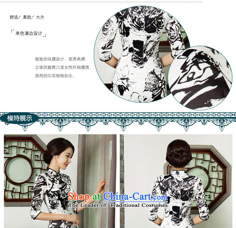 The five senses figure new short autumn cheongsam dress upscale Silk Cheongsam retro Sau San large black and white flowers of 7 to 7 to the cuff, cuff M picture, prices, brand platters! The elections are supplied in the national character of distribution, so action, buy now enjoy more preferential! As soon as possible.