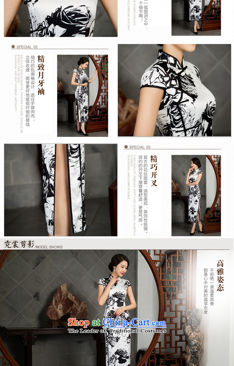 The pro-am daily silk cheongsam dress long 2015 new improved female cheongsam dress large retro Ms. long - Ink black-and-white picture, prices rose M platters, brand! The elections are supplied in the national character of distribution, so action, buy now enjoy more preferential! As soon as possible.