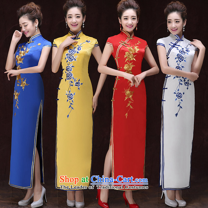 The knot true love spring and summer Olympic games of the new protocol of the forklift truck long qipao qipao gown embroidered performances for hotel courtesy service RED M chengjia etiquette True Love , , , shopping on the Internet