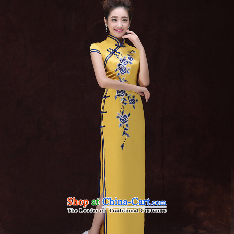 The knot true love spring and summer Olympic games of the new protocol of the forklift truck long qipao qipao gown embroidered performances for hotel courtesy service RED M chengjia etiquette True Love , , , shopping on the Internet