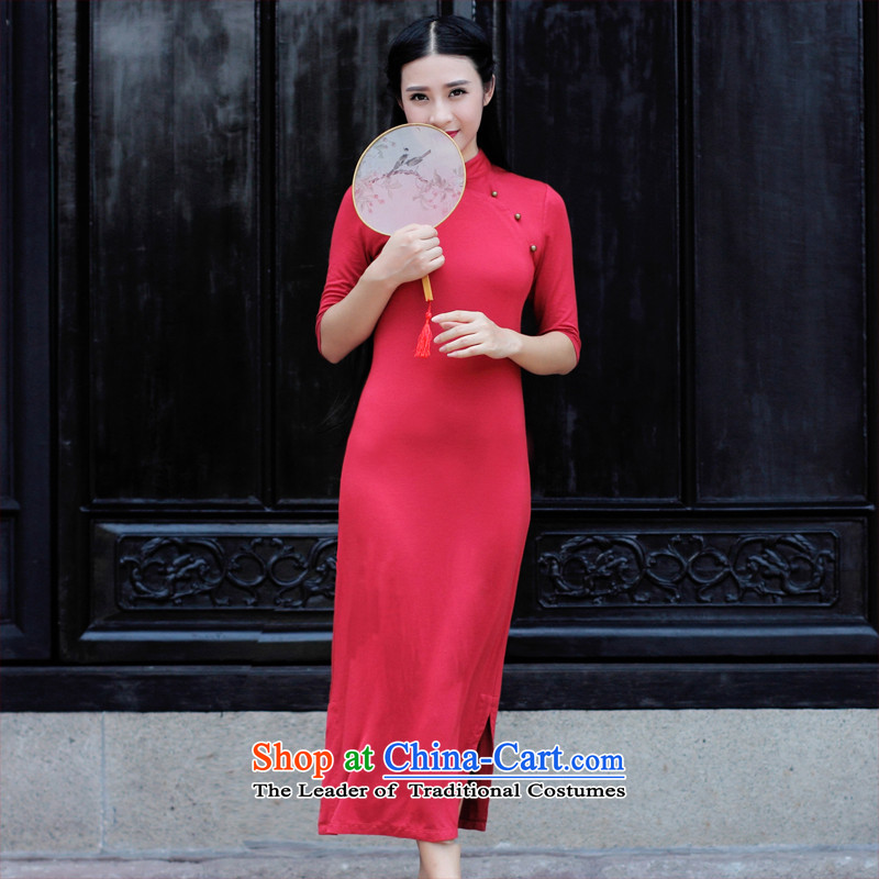 The Republic of Korea guryan autumn 2015 new dresses long skirt retro arts lady who decorated elegantly thin improved qipao graphics skirt red L pre-sale , the Republic of Korea has been pressed guryan shopping on the Internet