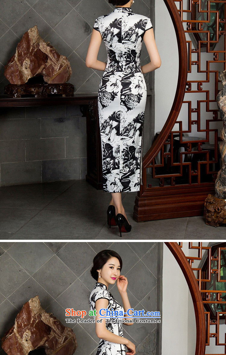 The pro-am daily silk cheongsam dress long 2015 new improved female cheongsam dress large retro Ms. long - Ink black-and-white picture, prices rose 2XL, brand platters! The elections are supplied in the national character of distribution, so action, buy now enjoy more preferential! As soon as possible.