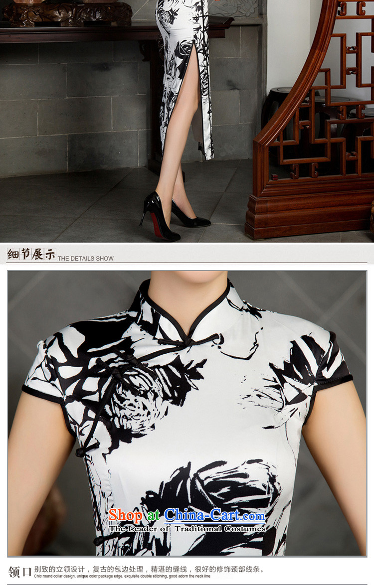 The pro-am daily silk cheongsam dress long 2015 new improved female cheongsam dress large retro Ms. long - Ink black-and-white picture, prices rose 2XL, brand platters! The elections are supplied in the national character of distribution, so action, buy now enjoy more preferential! As soon as possible.
