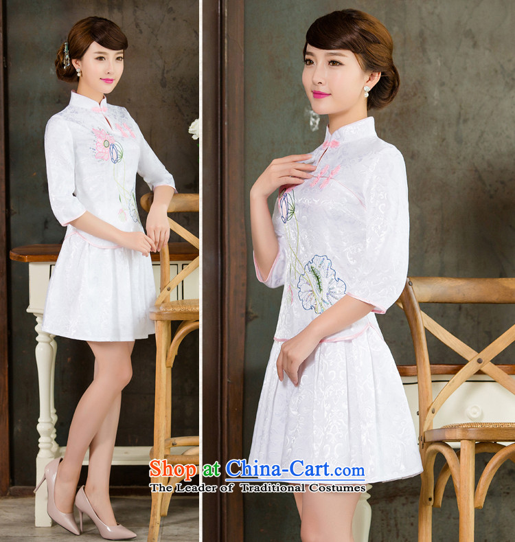 Kiosks Yin Fei  2015 Spring/Summer female new daily long-sleeved Stylish retro qipao two kit B in 1121 in white sleeves cuff S picture, prices, brand platters! The elections are supplied in the national character of distribution, so action, buy now enjoy more preferential! As soon as possible.