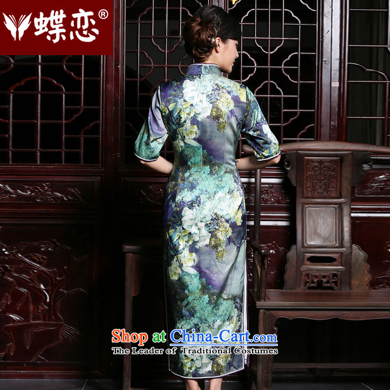 Butterfly Lovers in the autumn of 2015, new cuff retro daily silk cheongsam dress improved stylish long qipao figure XXL, Butterfly Lovers , , , shopping on the Internet